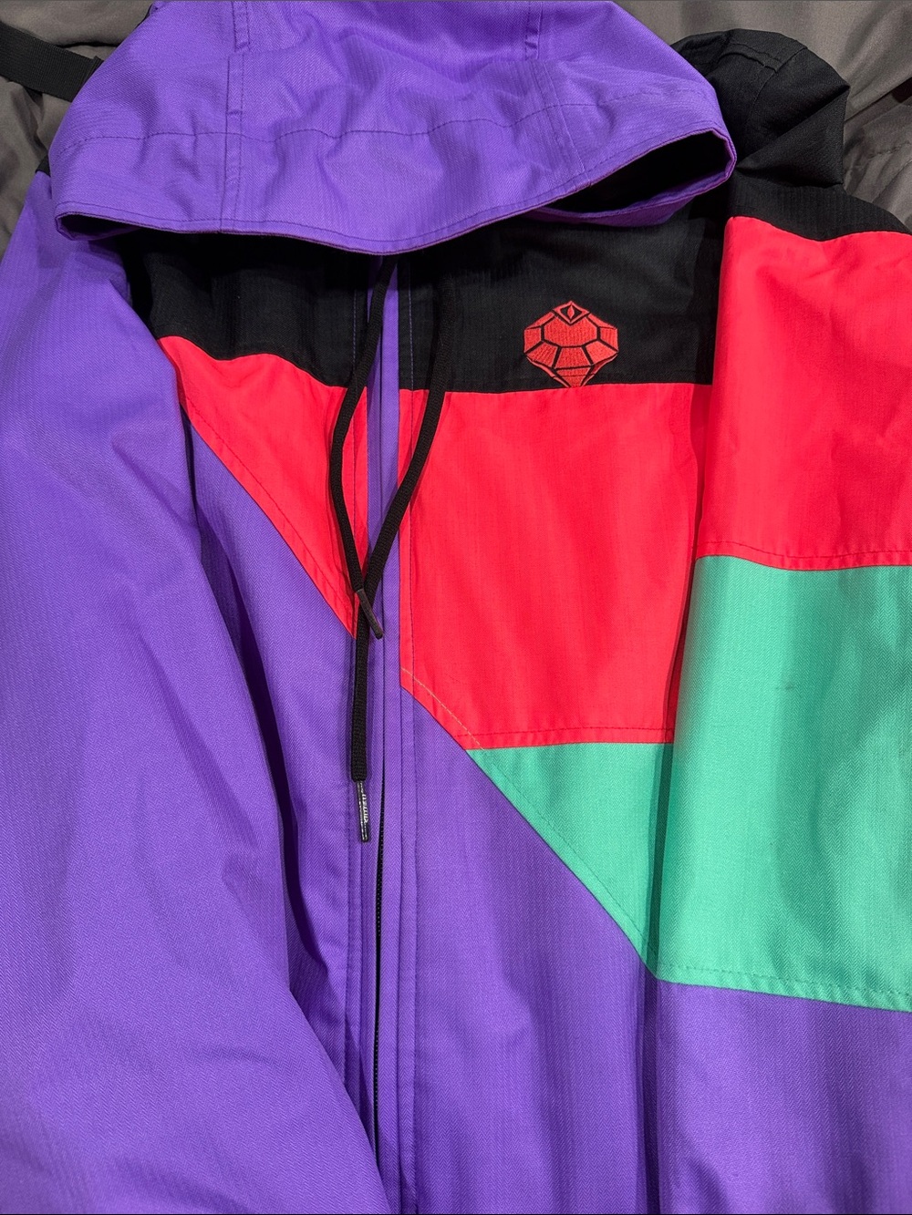 Colorblock Ski Jacket — Purple, Red & Mint